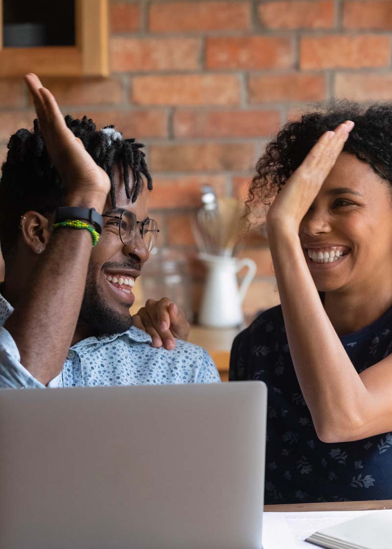 Two Sunrise Credit Service high five slap.