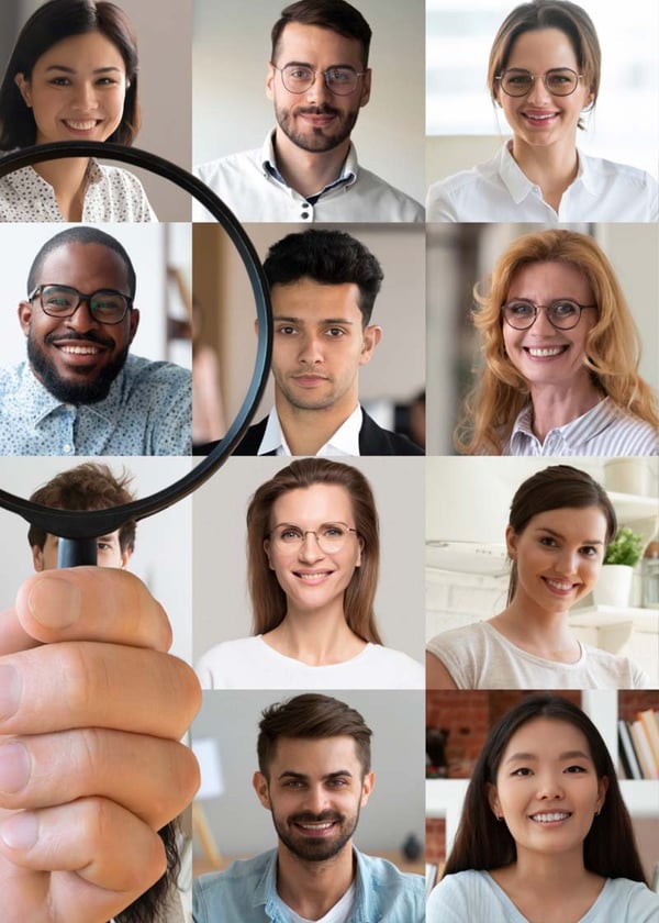 A Collage board of 12 faces. 